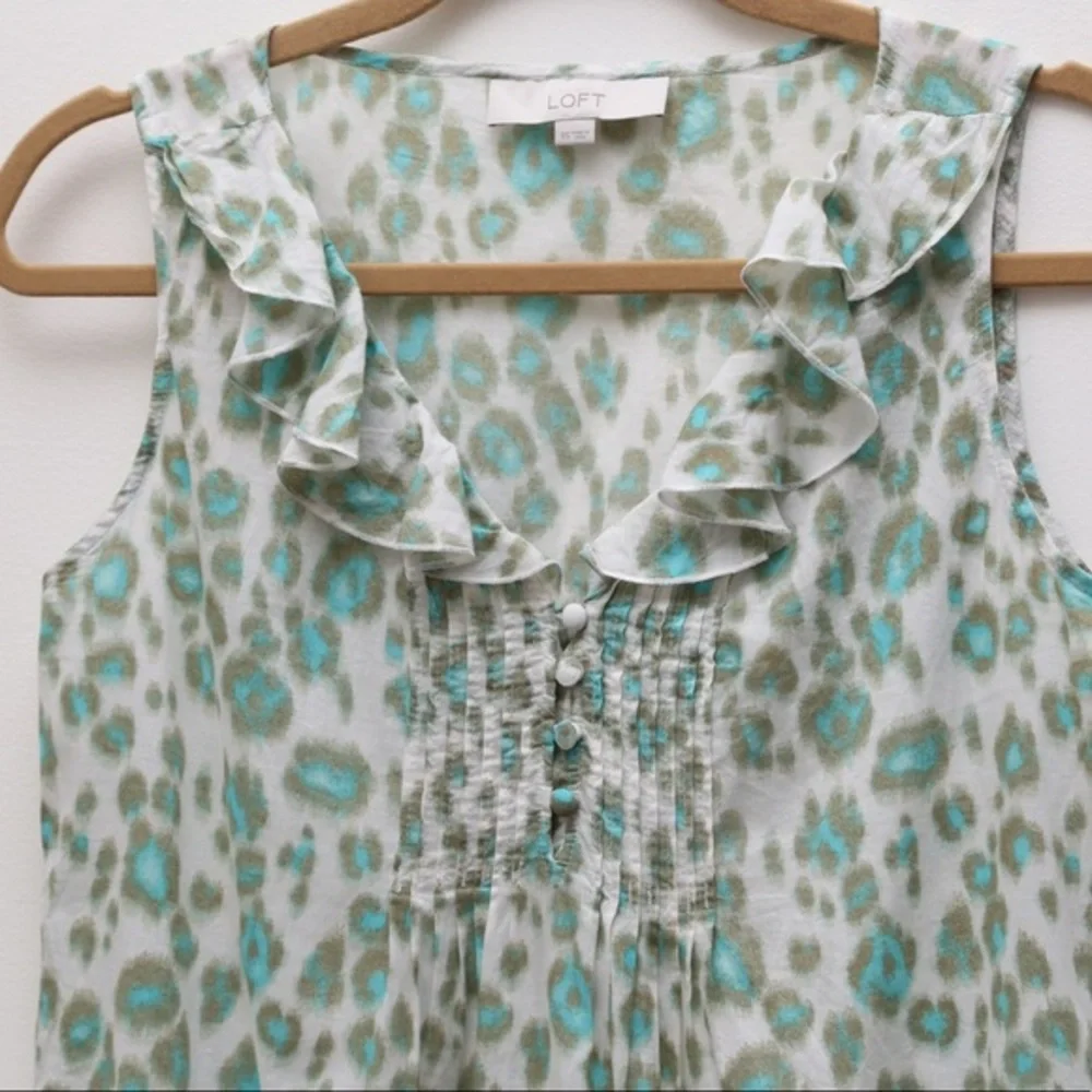 Loft ruffle cheetah print top